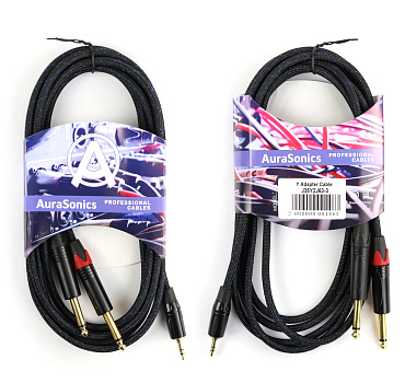 AuraSonics J35Y2J63-3 ����� Y-������ jack 3.5�� -> 2 x jack 6.35��, 3�
