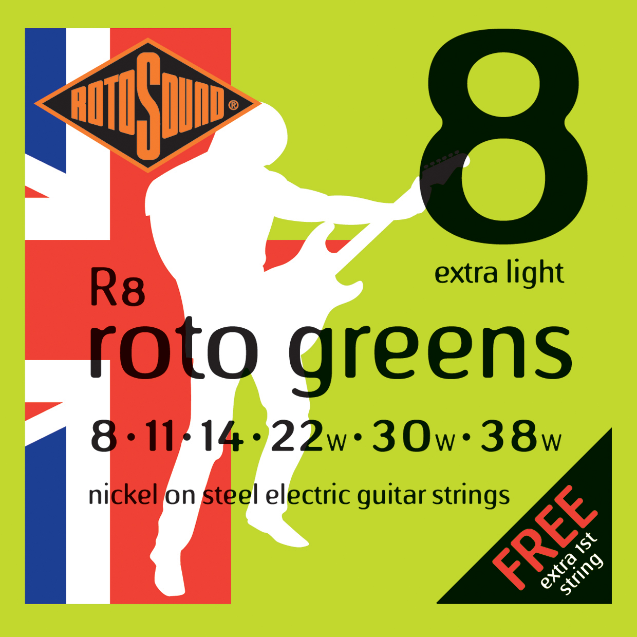 ROTOSOUND R8 STRINGS NICKEL EXTRA LIGHT ������ ��� �������������, ��������� ��������, 8-38