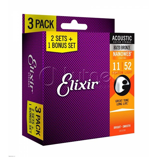 Elixir 16538 NANOWEB ������ ��� ������������ ������, Custom Light, ������ 80/20, 11-52